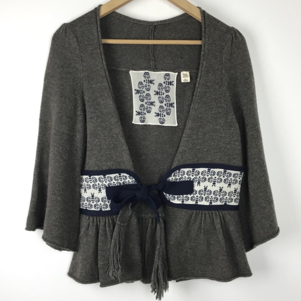Anthropologie Wool Front Tie Cardigan Sweater